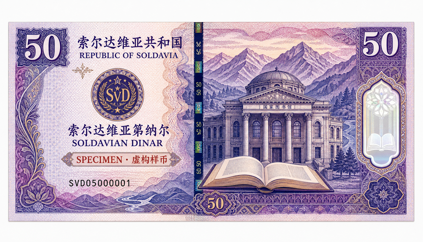 50 索尔达维亚第纳尔虚构样钞